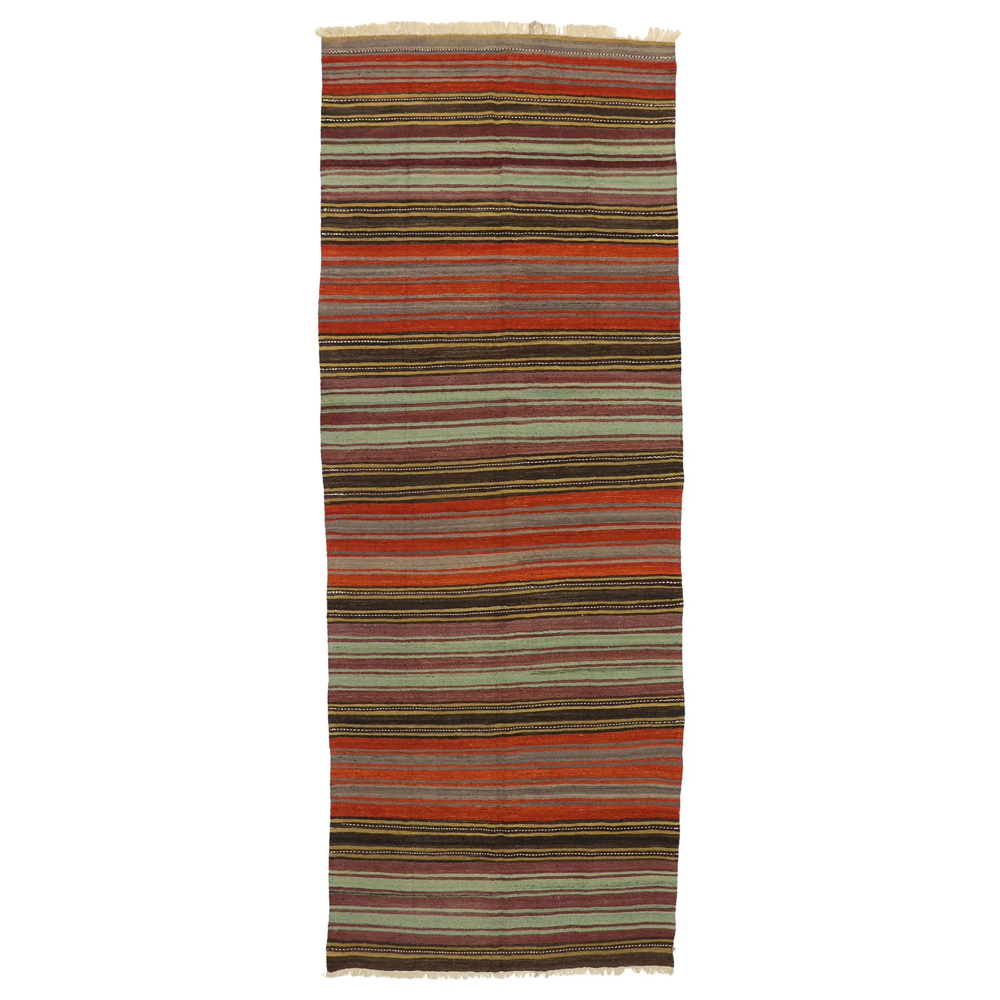 Vintage Turkish Striped Kilim Rug