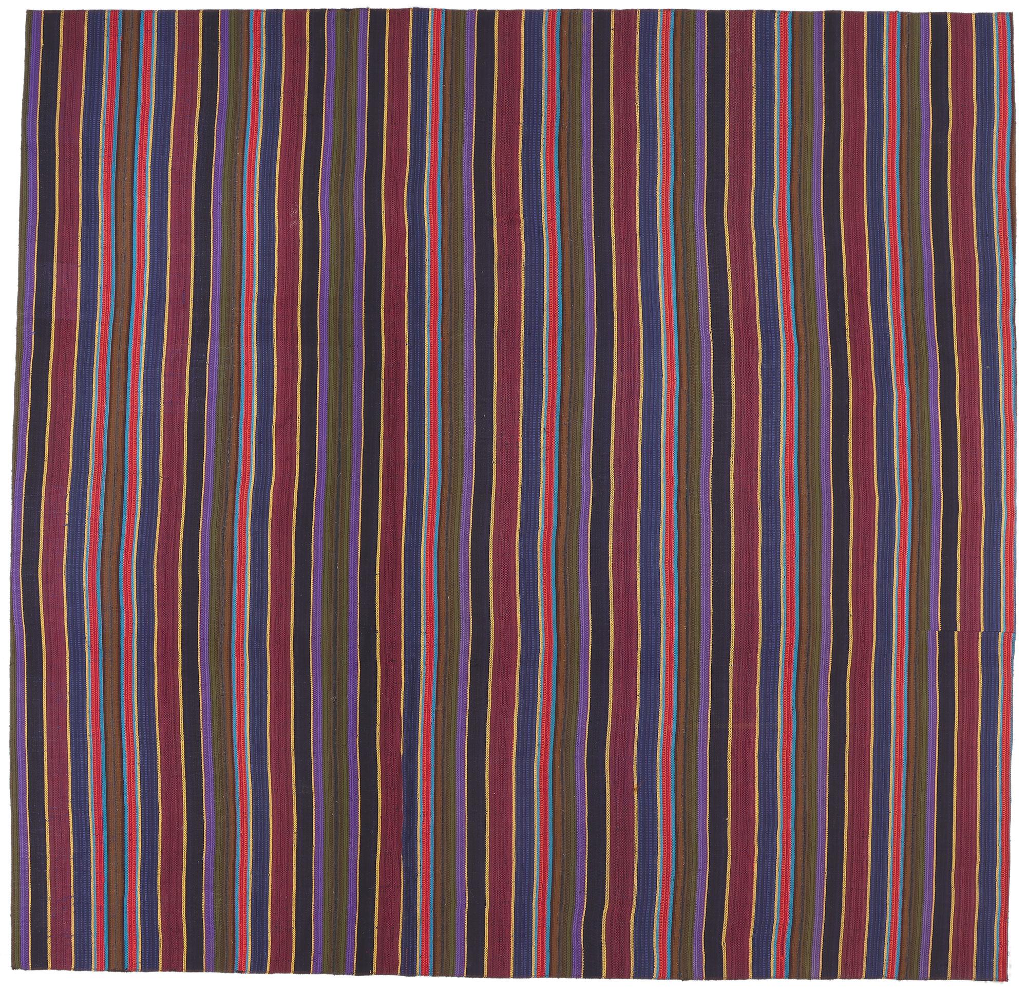 Vintage Turkish Striped Kilim Rug, Timeless Elegance Meets Perpetually Posh For Sale 7