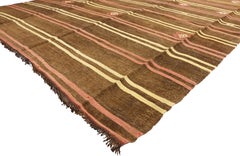 Vintage Turkish Striped Kilim Rug with Bohemian Tribal Style, Flat-Weave Rug