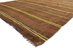 Vintage Turkish Striped Kilim Rug with Bohemian Tribal Style, Flat-Weave Rug