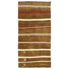 Vintage Turkish Striped Kilim Rug with Bohemian Tribal Style, Flat-Weave Rug