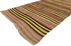 Vintage Turkish Striped Kilim Rug with Mid-Century Modern Style