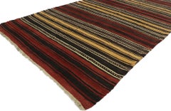 Vintage Turkish Striped Kilim Rug with Modern Cabin Style