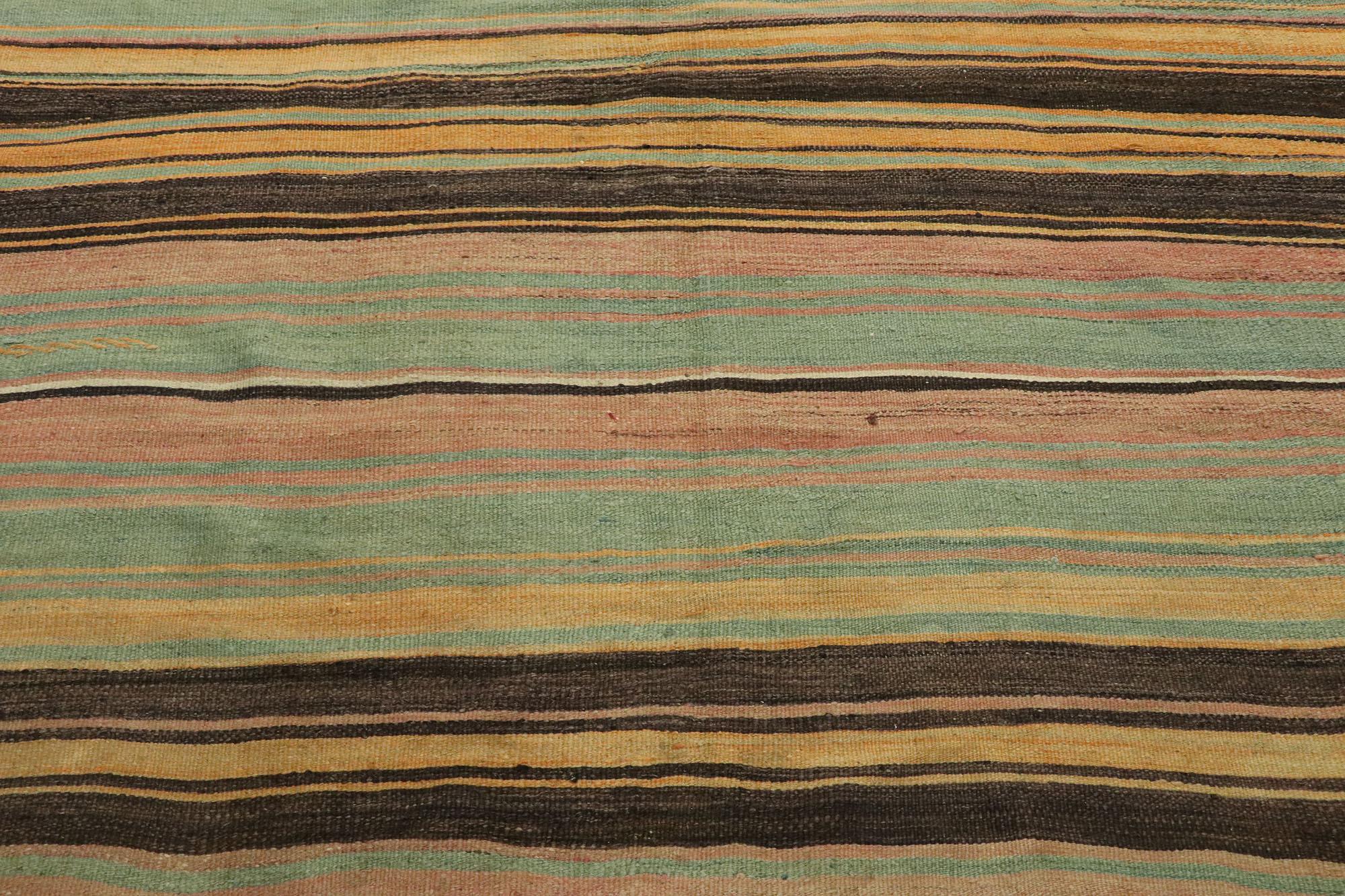 Vintage Turkish Striped Kilim Rug with Modern Cabin Style In Good Condition In Dallas, TX