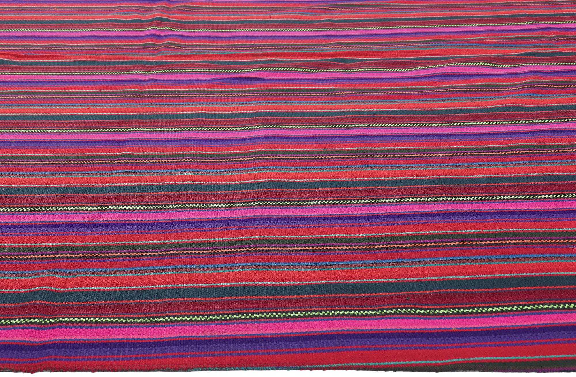 Hand-Woven Vintage Turkish Striped Kilim Rug For Sale