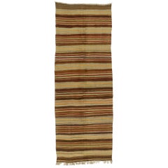 Vintage Turkish Striped Kilim Rug with Modern Cabin Style