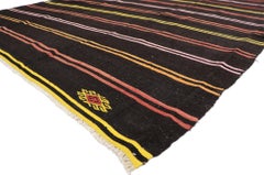 Vintage Turkish Striped Kilim Rug with Tribal Bohemian Style, Flat-Weave Rug