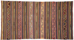 Vintage Turkish Striped Kilim Rug with Tribal Bohemian Style, Flat-Weave Rug
