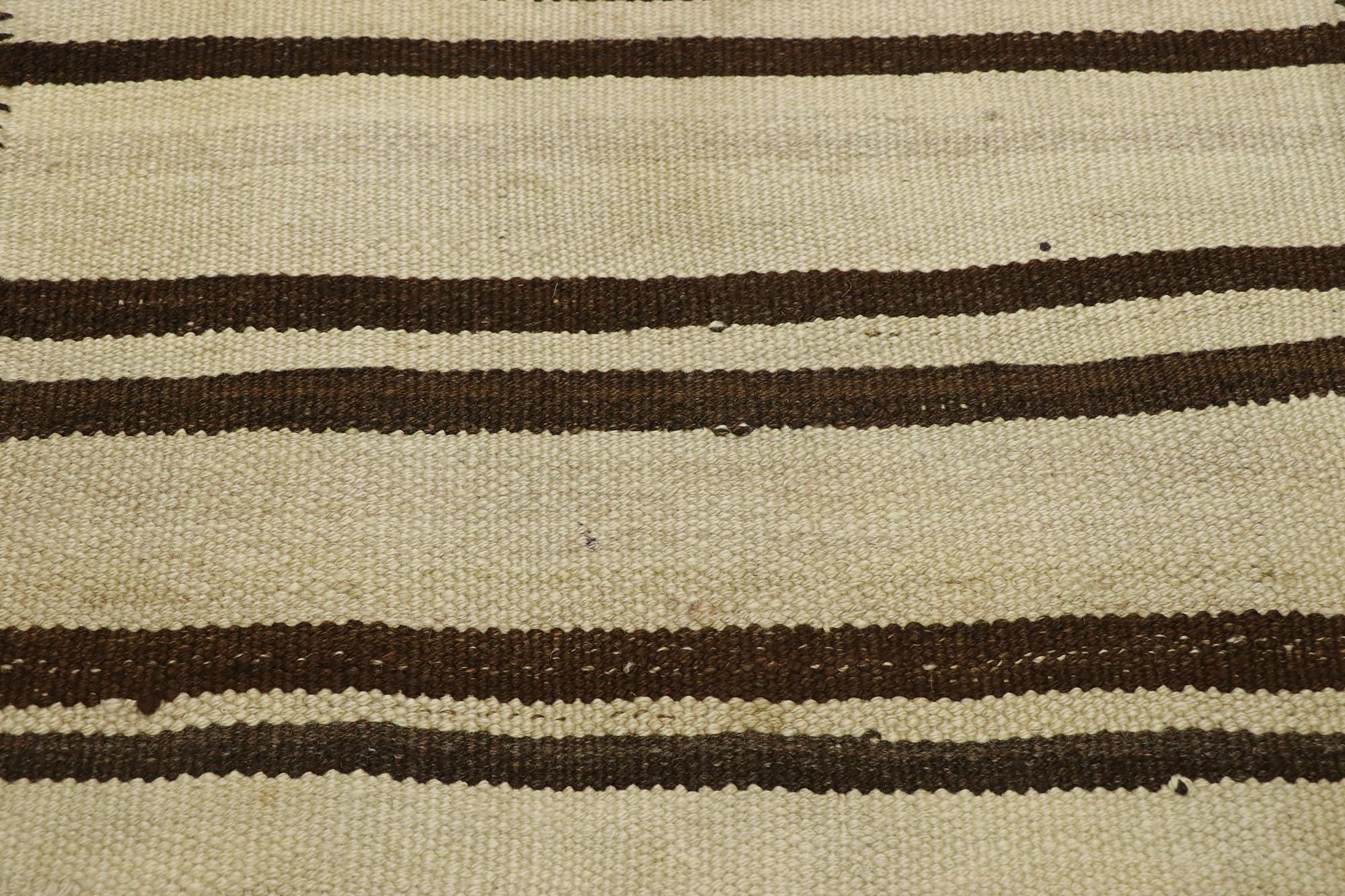 Vintage Turkish Striped Kilim Runner with Modern Style In Good Condition In Dallas, TX