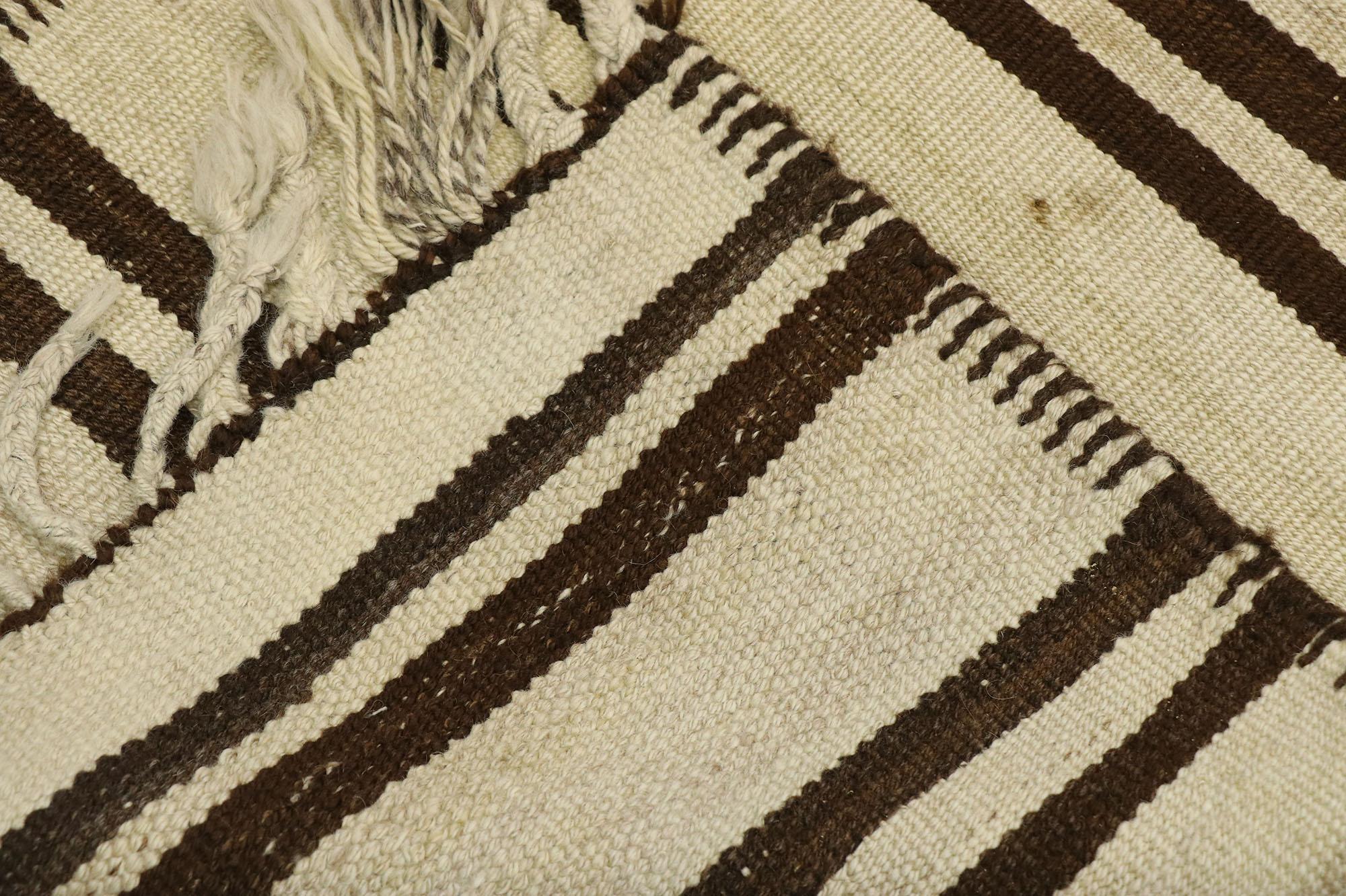 20th Century Vintage Turkish Striped Kilim Runner with Modern Style