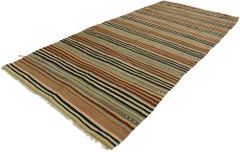 Vintage Turkish Striped Kilim Runner with Rustic Modern Style