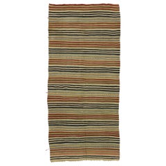 Vintage Turkish Striped Kilim Runner with Rustic Modern Style
