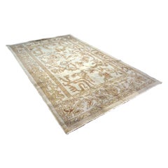 Vintage Turkish Sultanabad Wool 6x9 Grey, Tan & Brown Handmade Area Rug