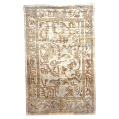 Vintage Turkish Sultanabad Wool 6x9 Grey, Tan & Brown Handmade Area Rug