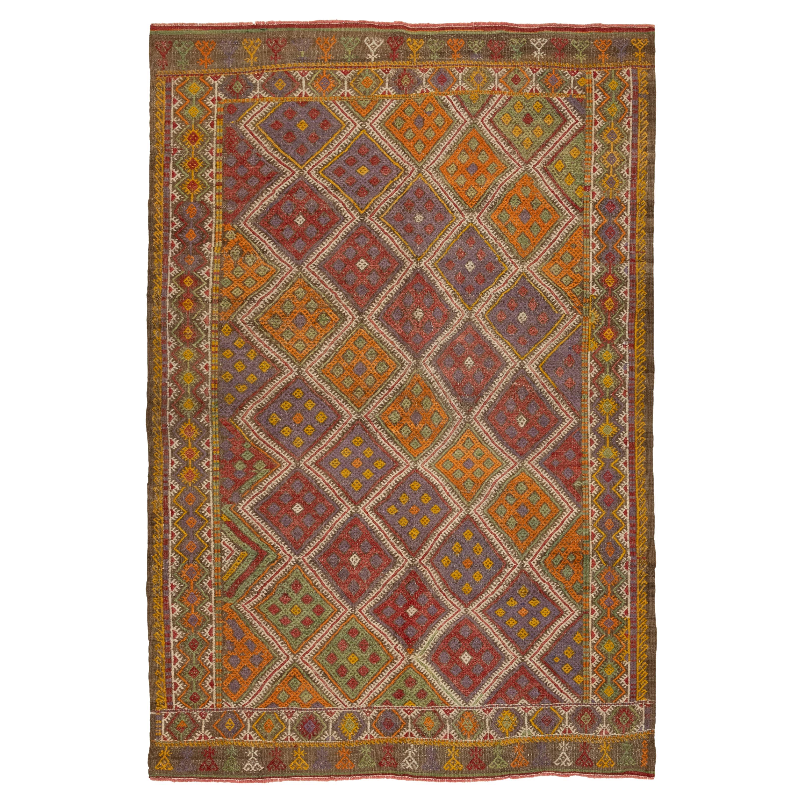 Türkischer Sumak-Kilim, Vintage im Angebot