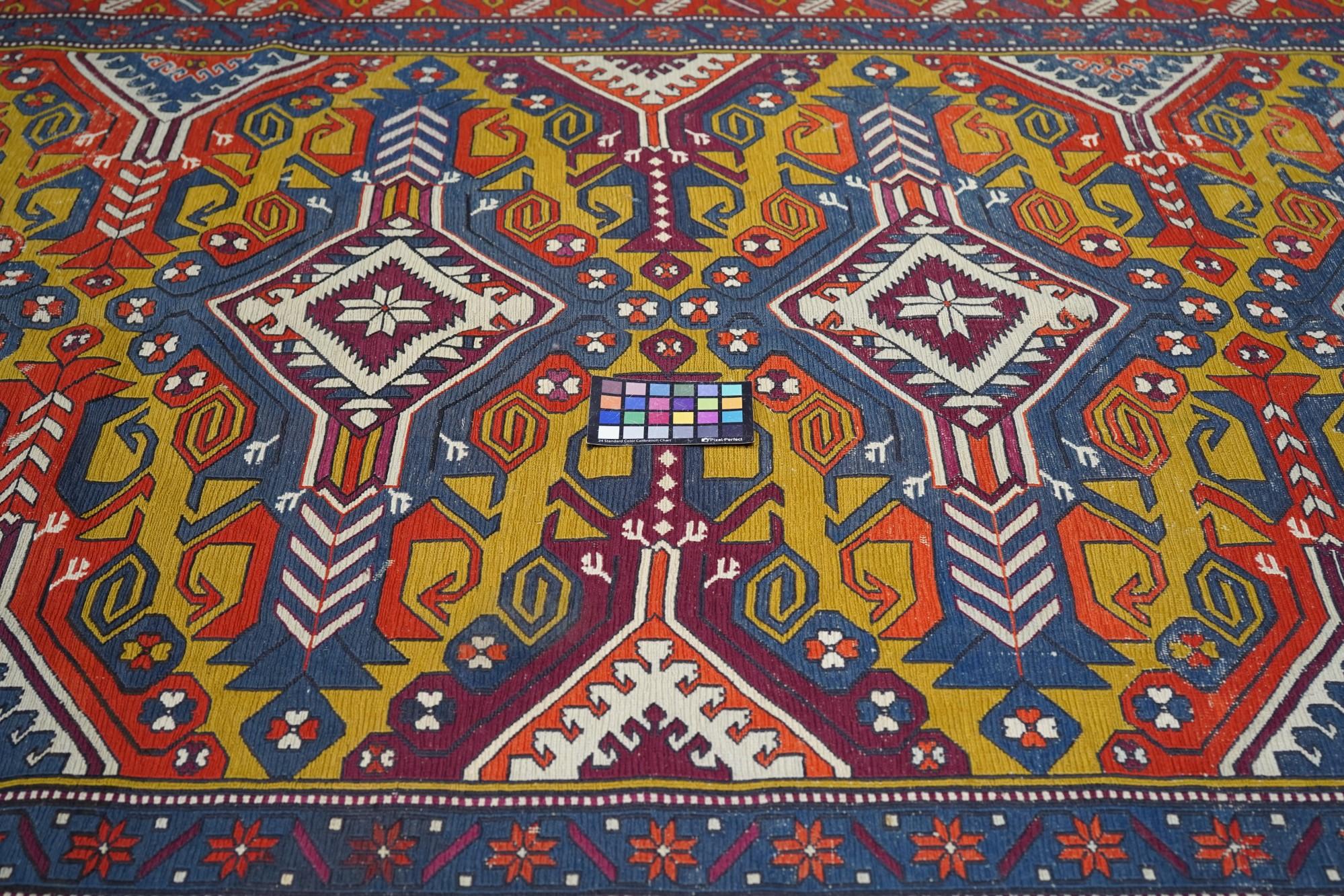 XX secolo Tappeto Sumak turco vintage 6'3'' x 9'4'' in vendita