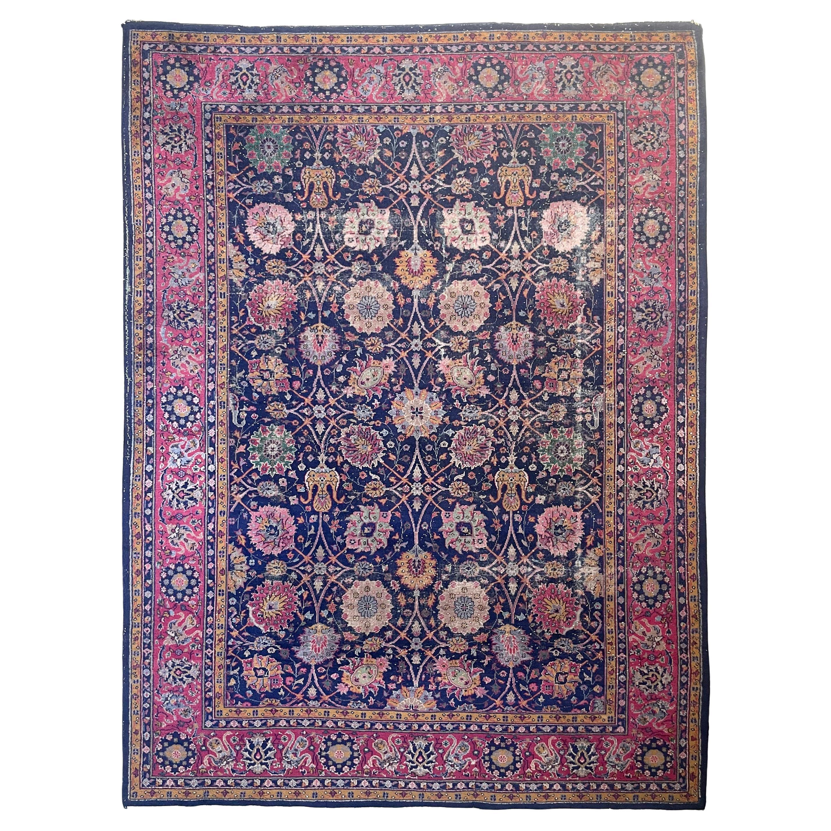 Vintage Turkish Tabriz Design Rug, c. 1950's