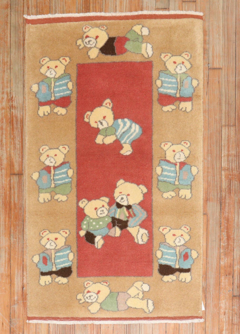 Vintage Turkish Teddy Bear Rug For Sale at 1stDibs