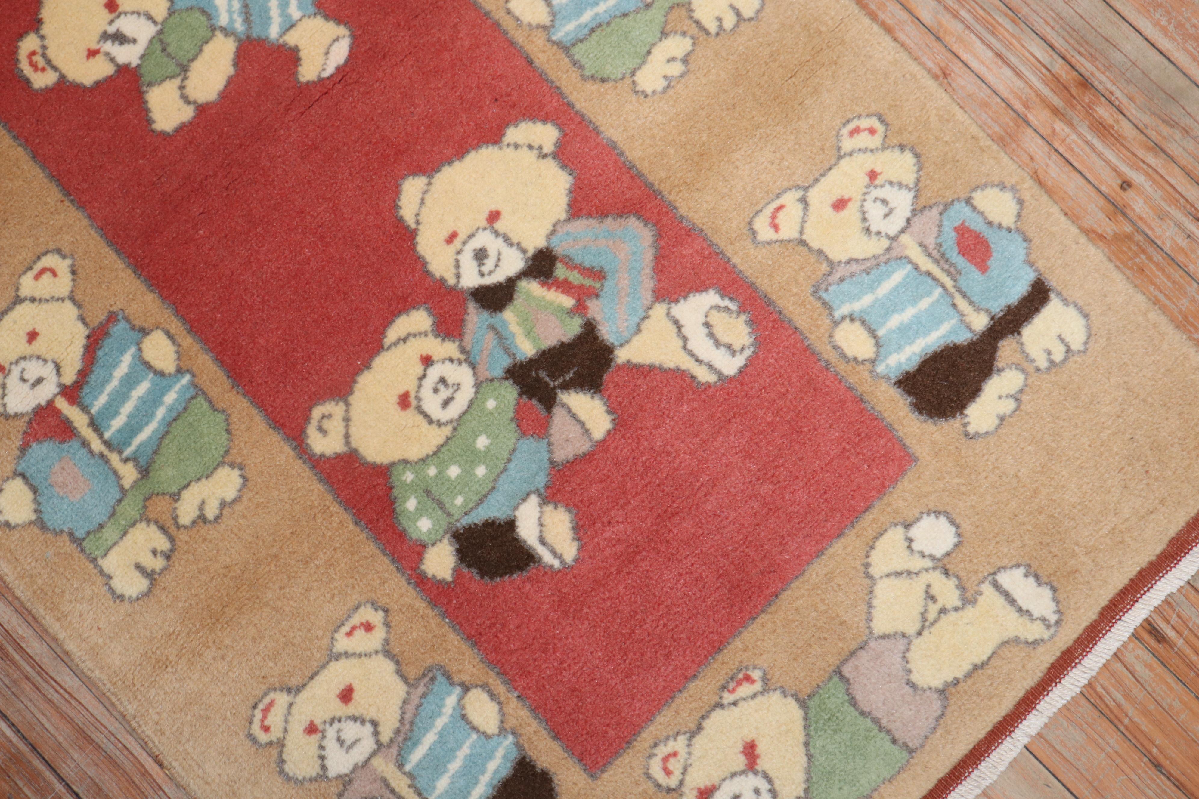 Hand-Knotted Vintage Turkish Teddy Bear Rug For Sale