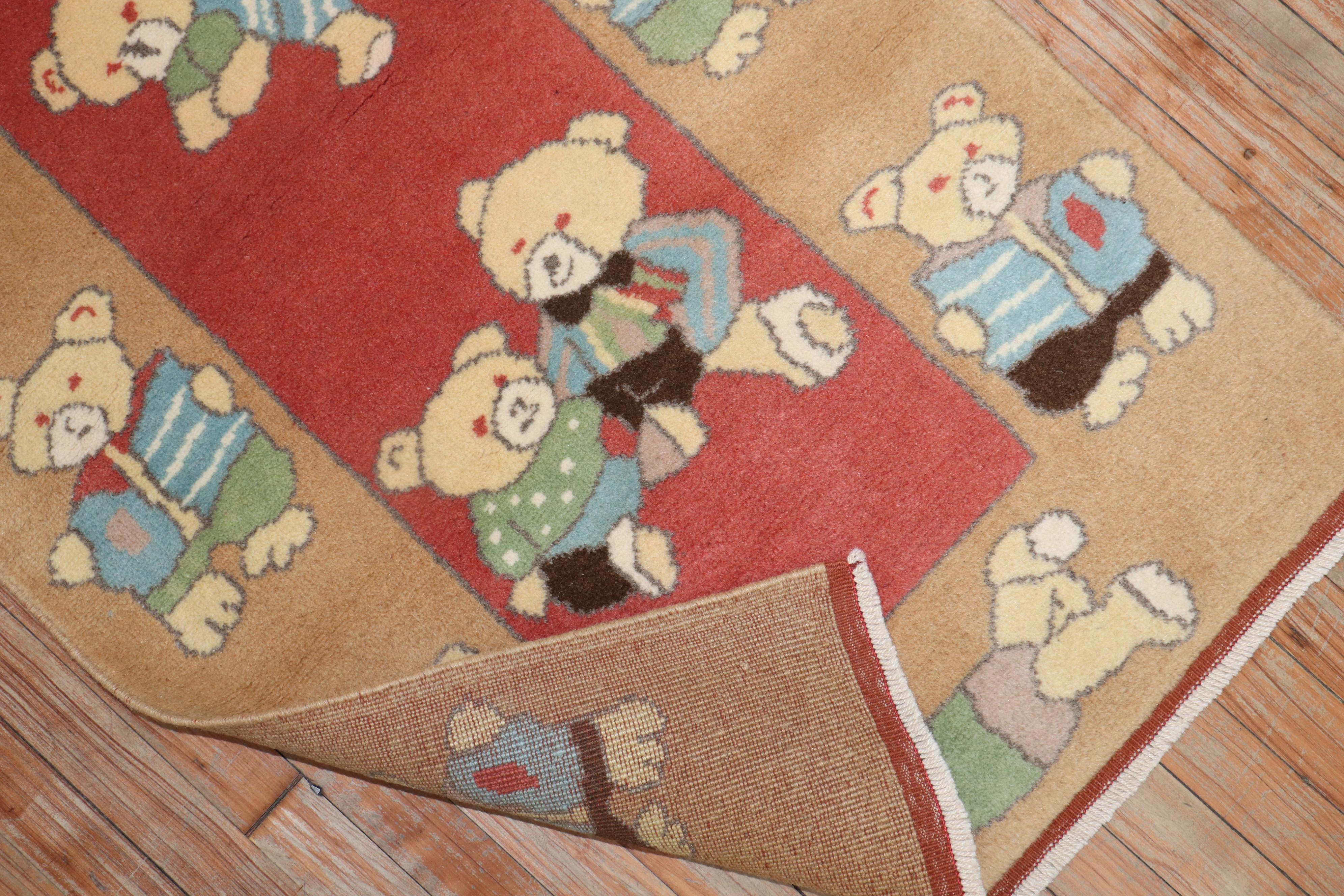Vintage Turkish Teddy Bear Rug In Good Condition For Sale In New York, NY