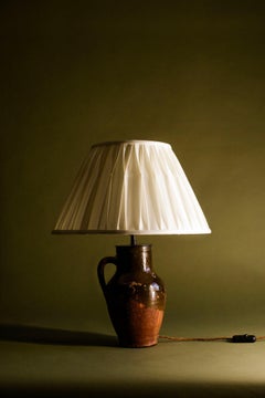 Vintage Turkish Terracotta Jug Table Lamp with Copper Glaze, 20th Century