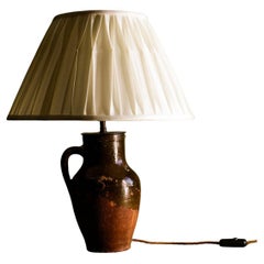 Vintage Turkish Terracotta Jug Table Lamp with Copper Glaze, 20th Century