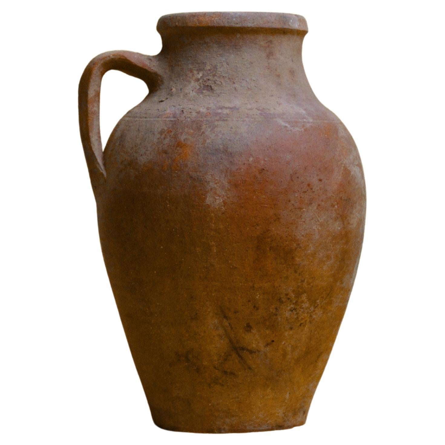 JAR vintage en céramique et terre cuite, poterie méditerranéenne faite à la main, 20e siècle
