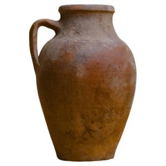Vintage Ceramic Terracotta Storage Jar, Handcrafted Mediterranean Pottery, 20th