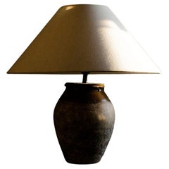 Vintage Turkish Terracotta Table Lamp with Copper Glaze, 20th Century