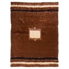 Vintage Turkish Transitional Brown and Beige Wool Kilim Rug