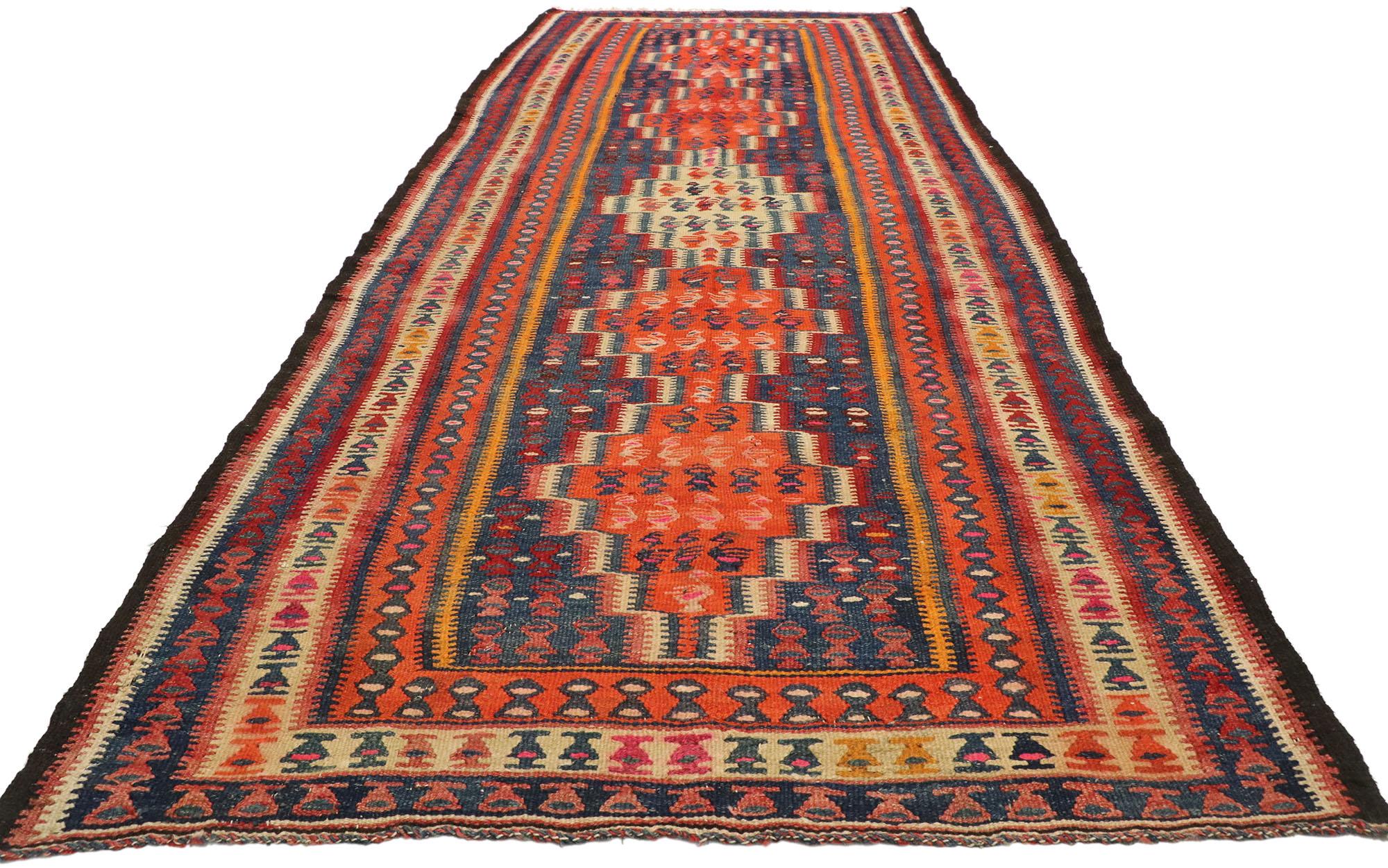 Kilim  Vintage Turkish Tribal Flatweave Carpet For Sale