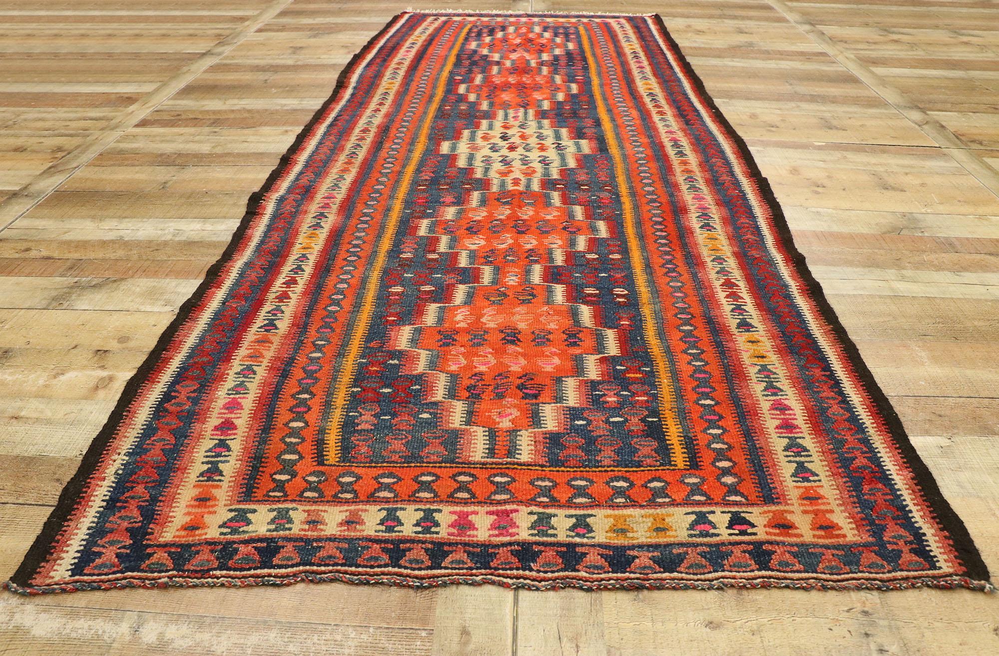 20th Century  Vintage Turkish Tribal Flatweave Carpet For Sale