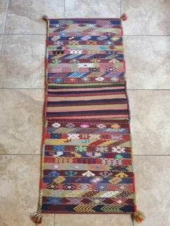 Vintage Turkish Tribal Hand Woven Wool Kilim Saddle Bag