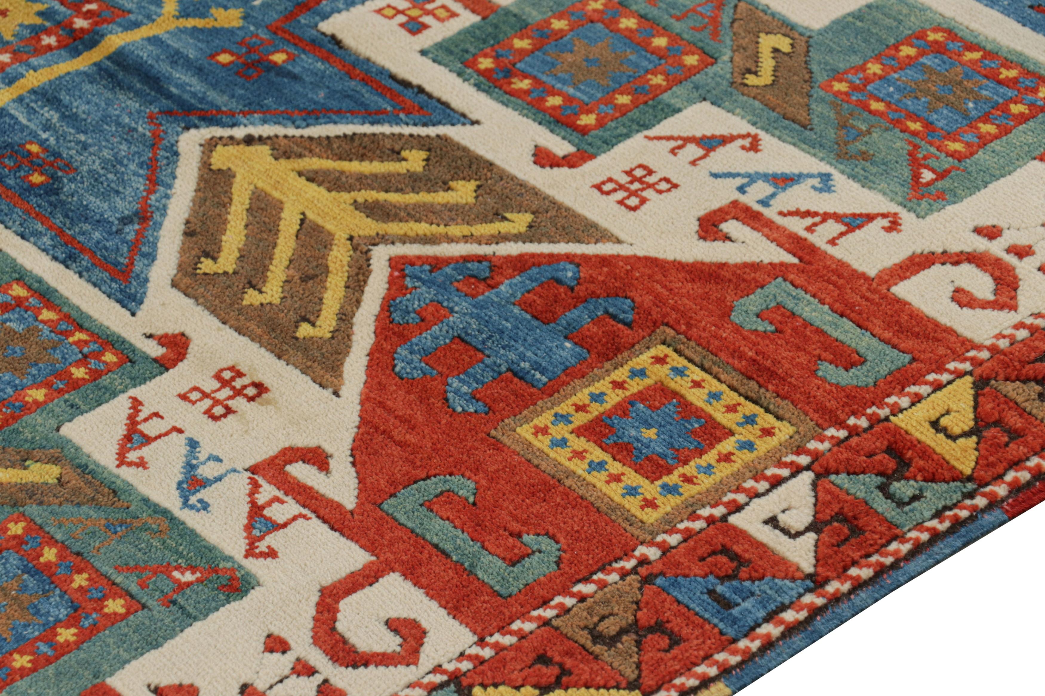 Hand-Knotted Vintage Turkish Tribal Rug in Cream with Polychrome Medallions  Rug & Kilim For Sale