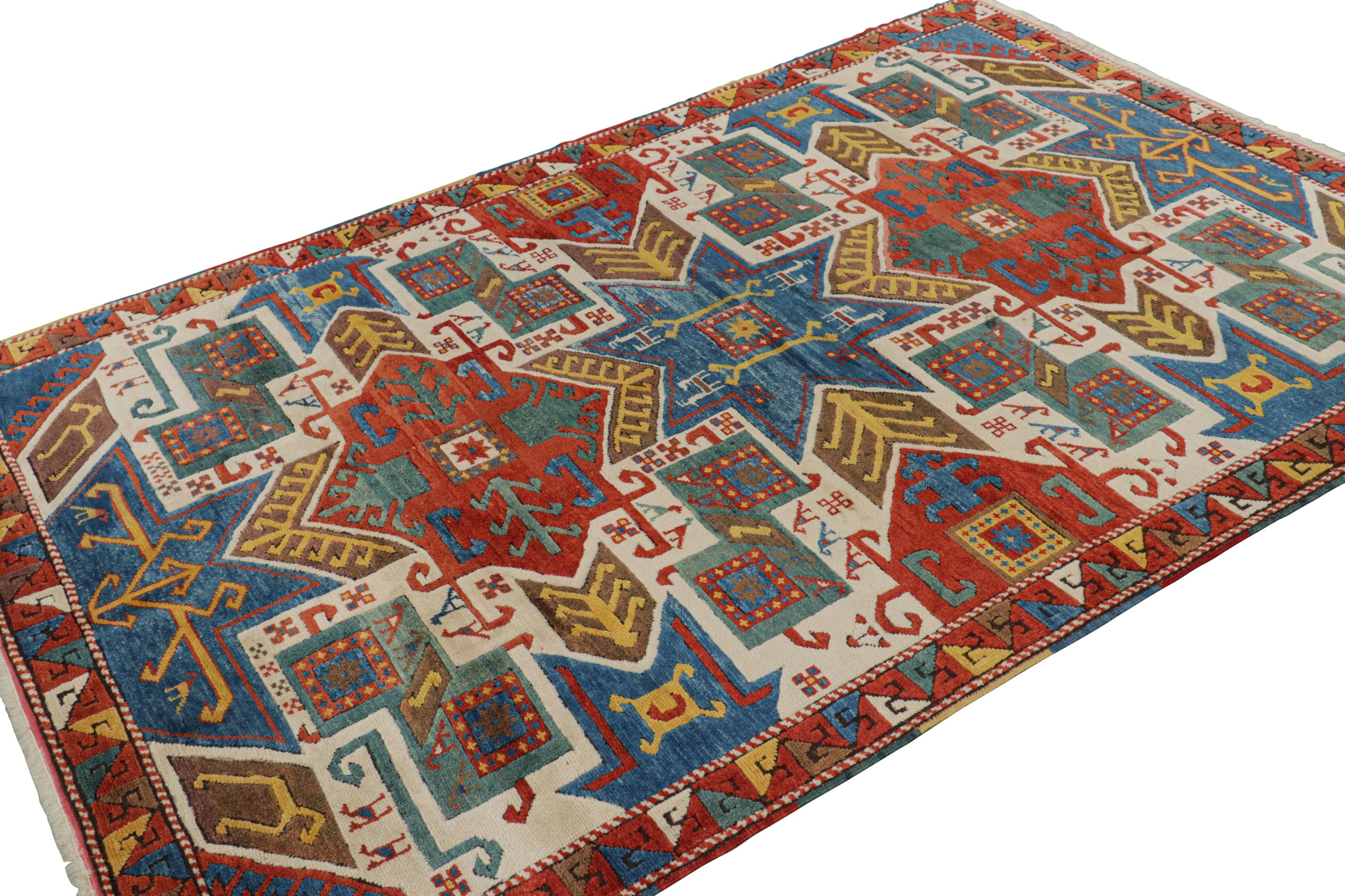 Mid-20th Century Vintage Turkish Tribal Rug in Cream with Polychrome Medallions  Rug & Kilim For Sale