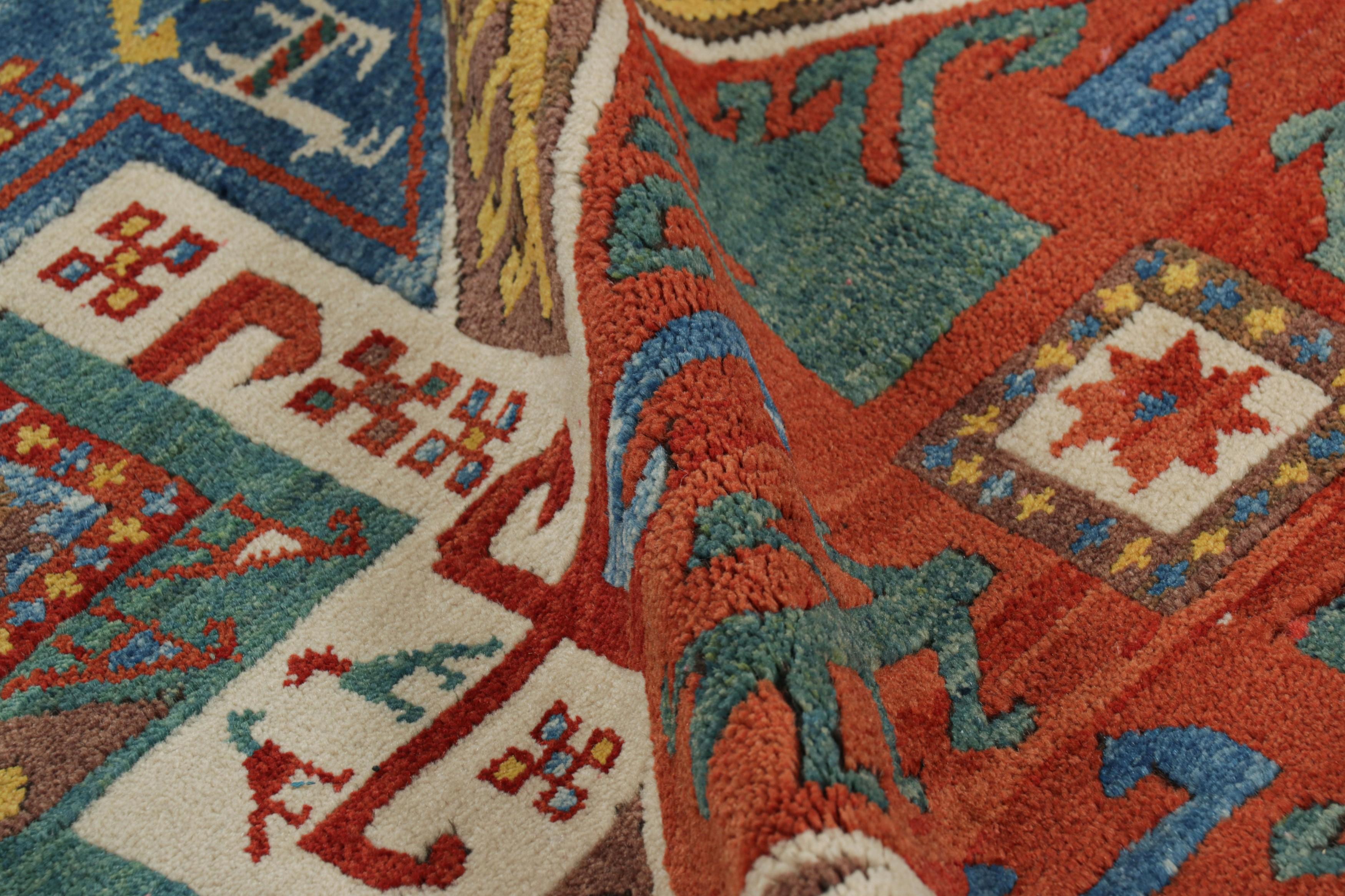 Vintage Turkish Tribal Rug in Cream with Polychrome Medallions  Rug & Kilim For Sale 1