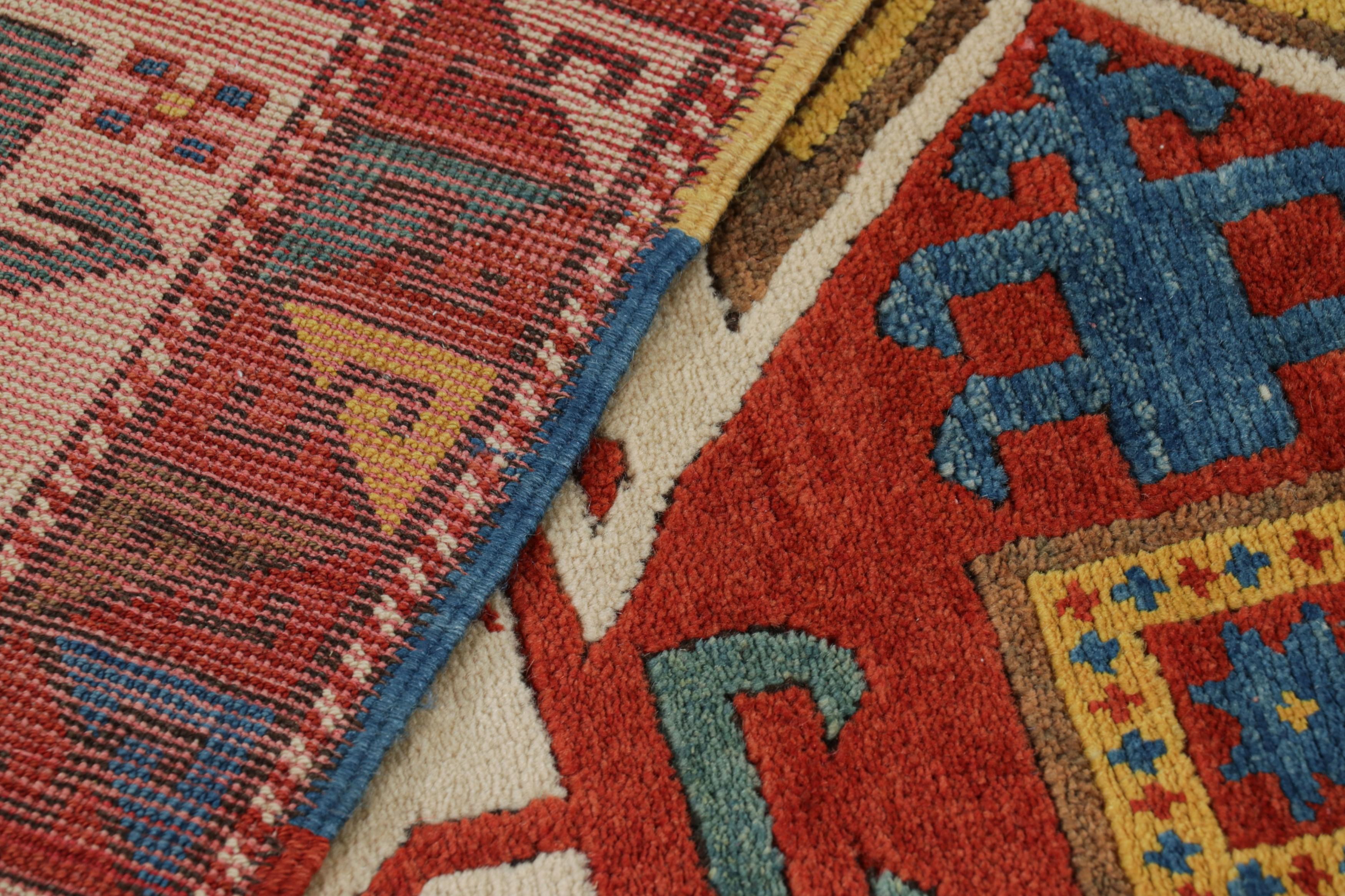 Vintage Turkish Tribal Rug in Cream with Polychrome Medallions  Rug & Kilim For Sale 2