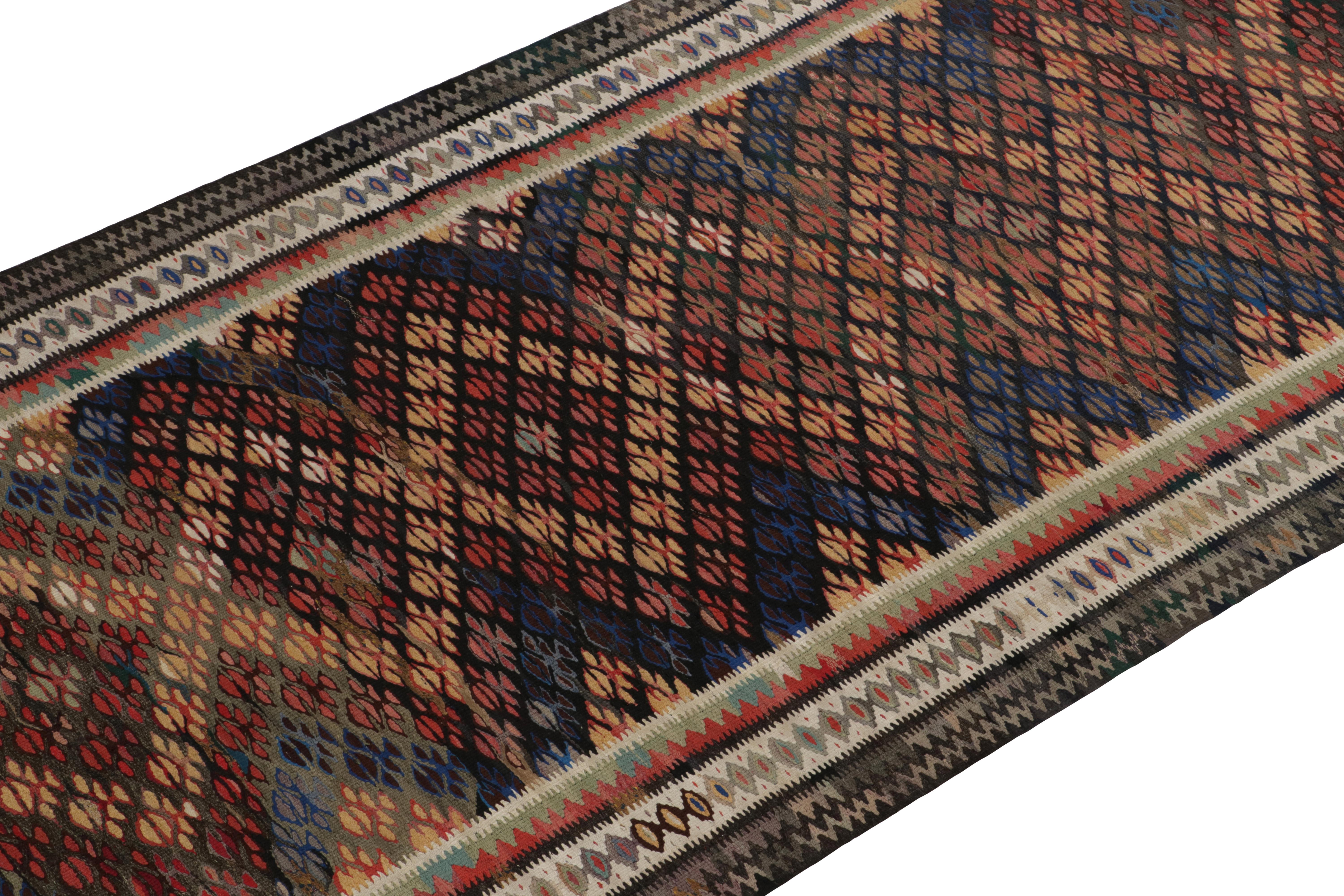 Hand-Knotted Vintage Turkish Tribal Runner in Multicolor Geometric Pattern by Rug & Kilim For Sale