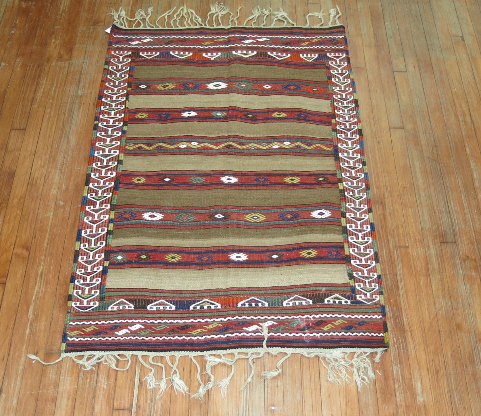 Vintage Turkish Tribal Kilim with Camel Field In Good Condition For Sale In New York, NY