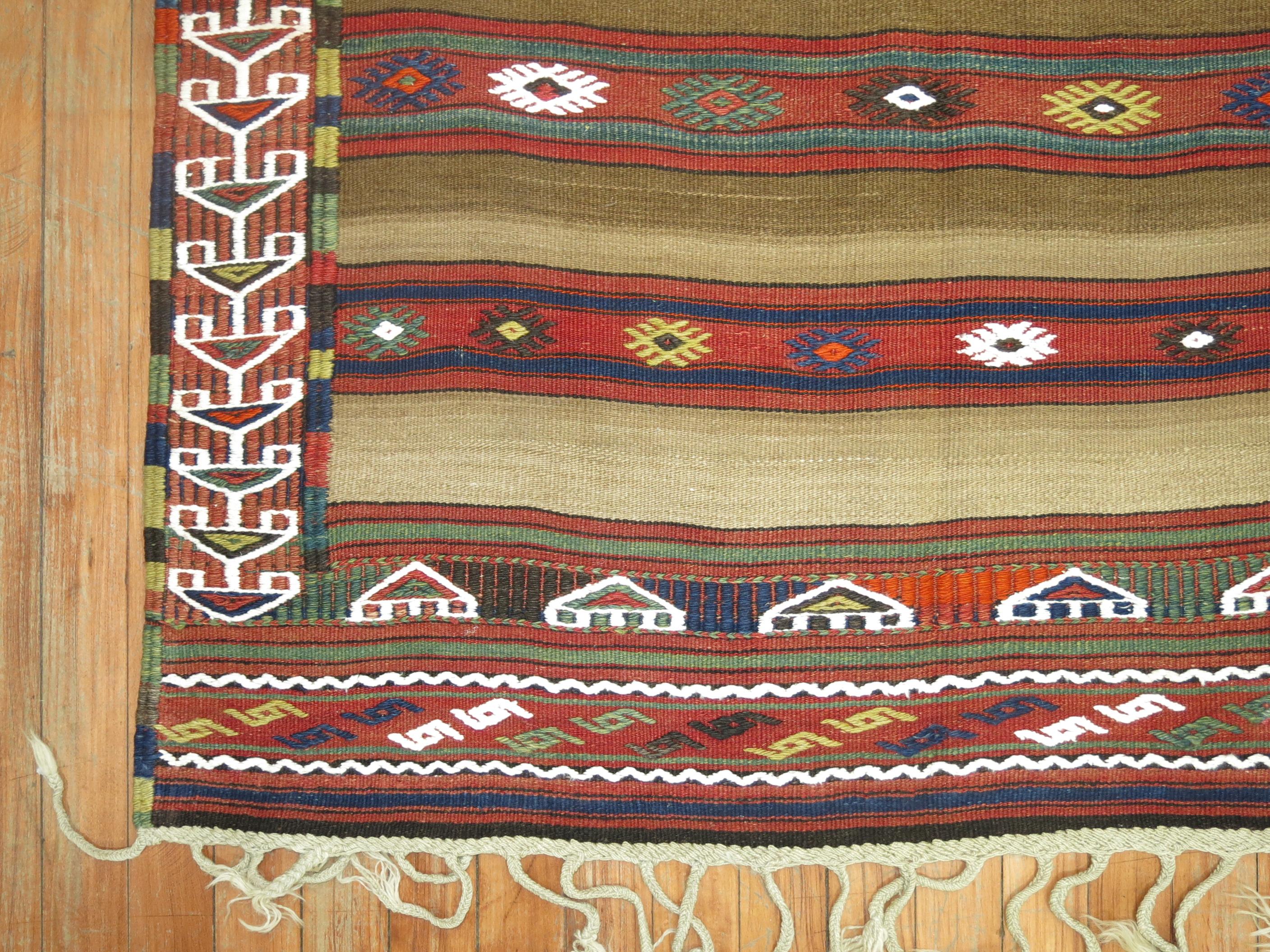 20th Century Vintage Turkish Tribal Kilim with Camel Field For Sale