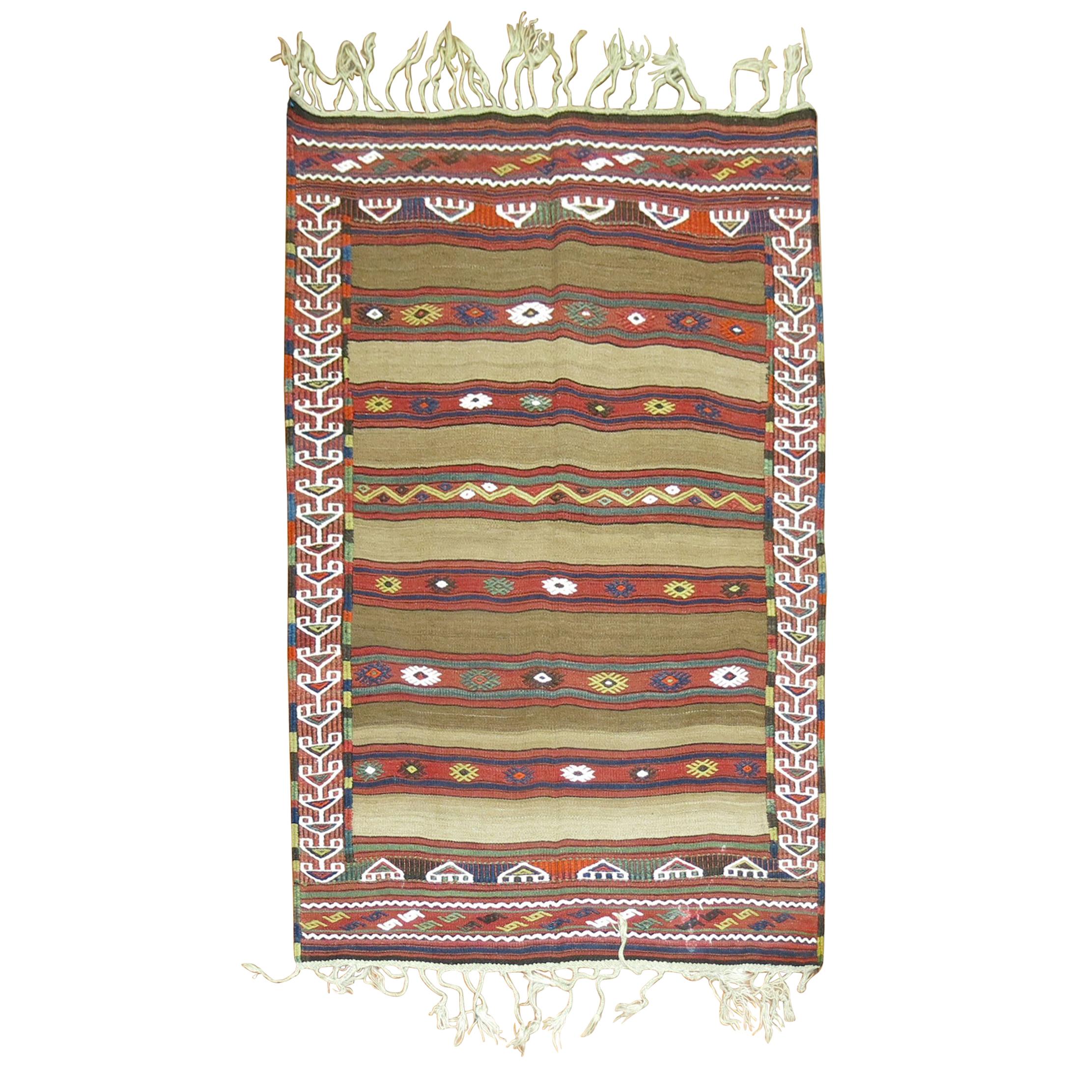 Vintage Turkish Tribal Kilim with Camel Field