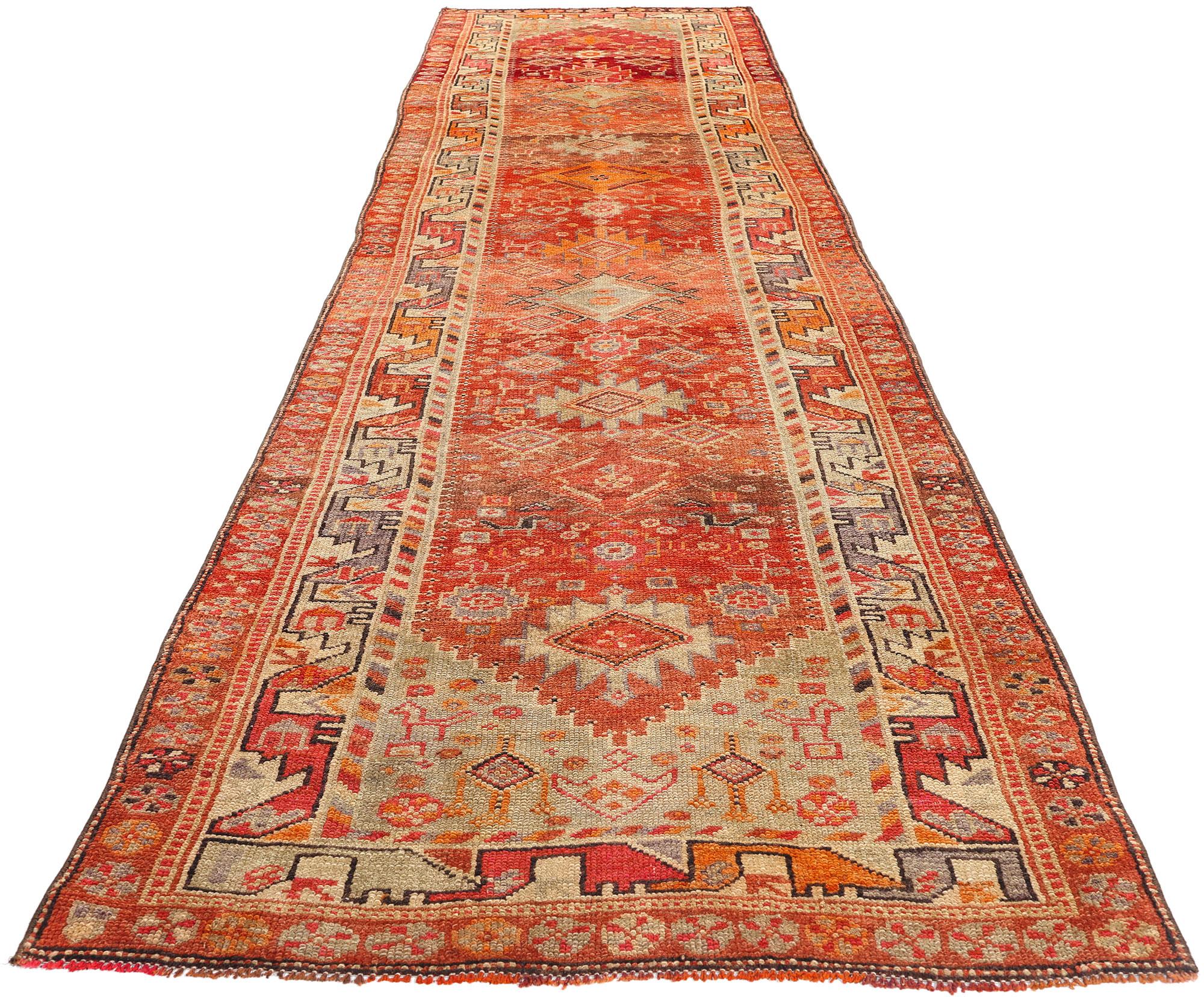 Hand-Knotted Vintage Turkish Tribal Kurdish Carpet For Sale
