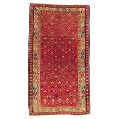 Used Turkish Tribal Oushak Rug with Vibrant Earth-Tone Colors