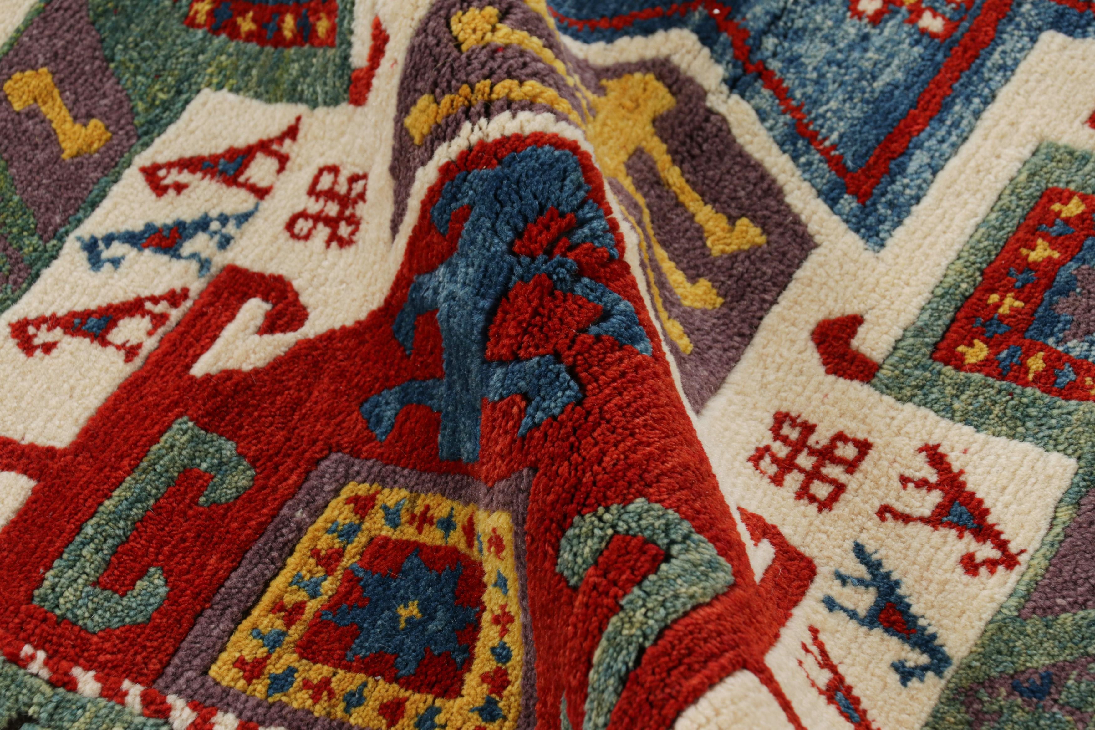 Vintage Turkish Tribal Rug in Red and Blue with Medallions by Rug & Kilim For Sale 1