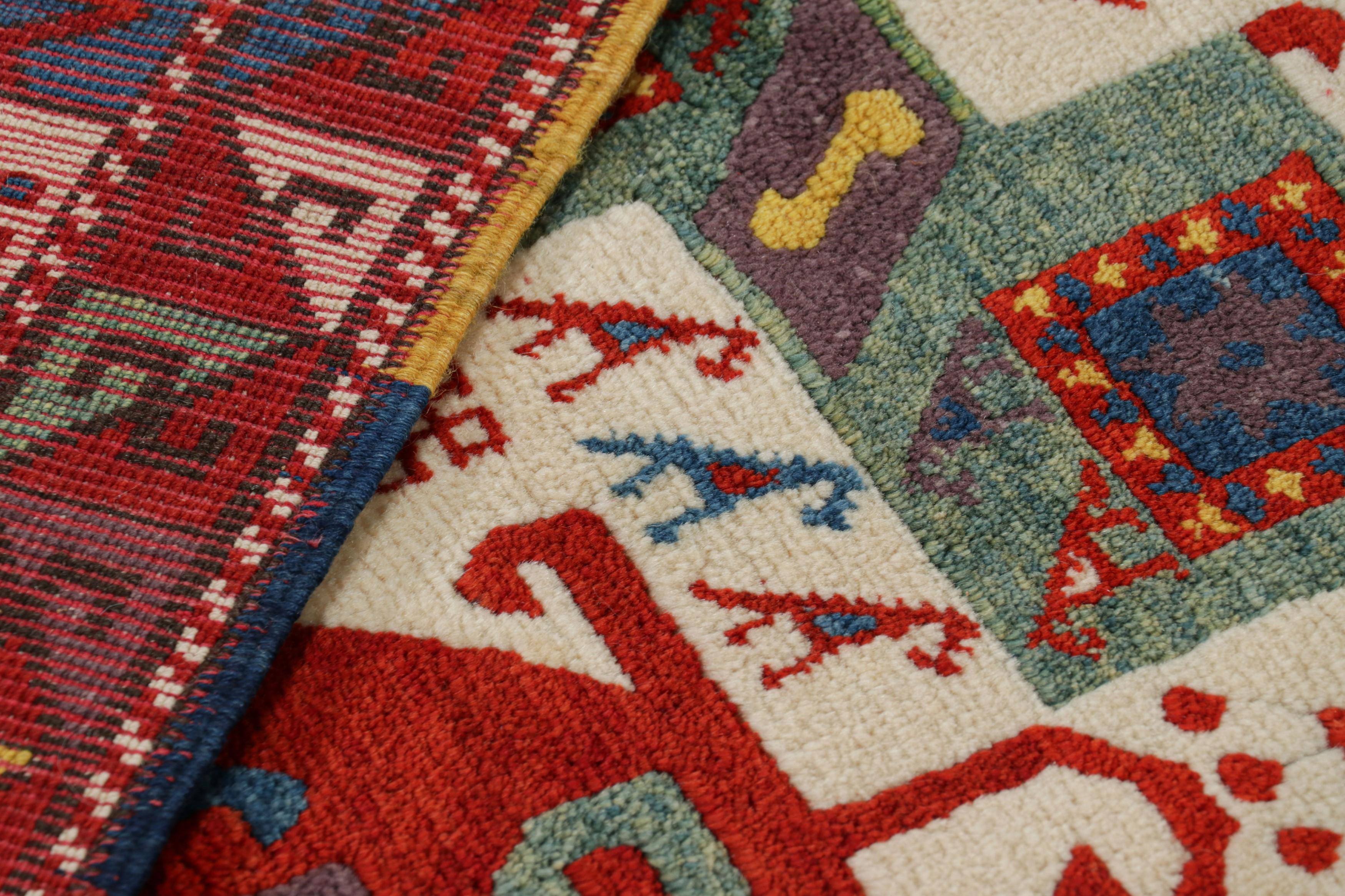 Vintage Turkish Tribal Rug in Red and Blue with Medallions by Rug & Kilim For Sale 2