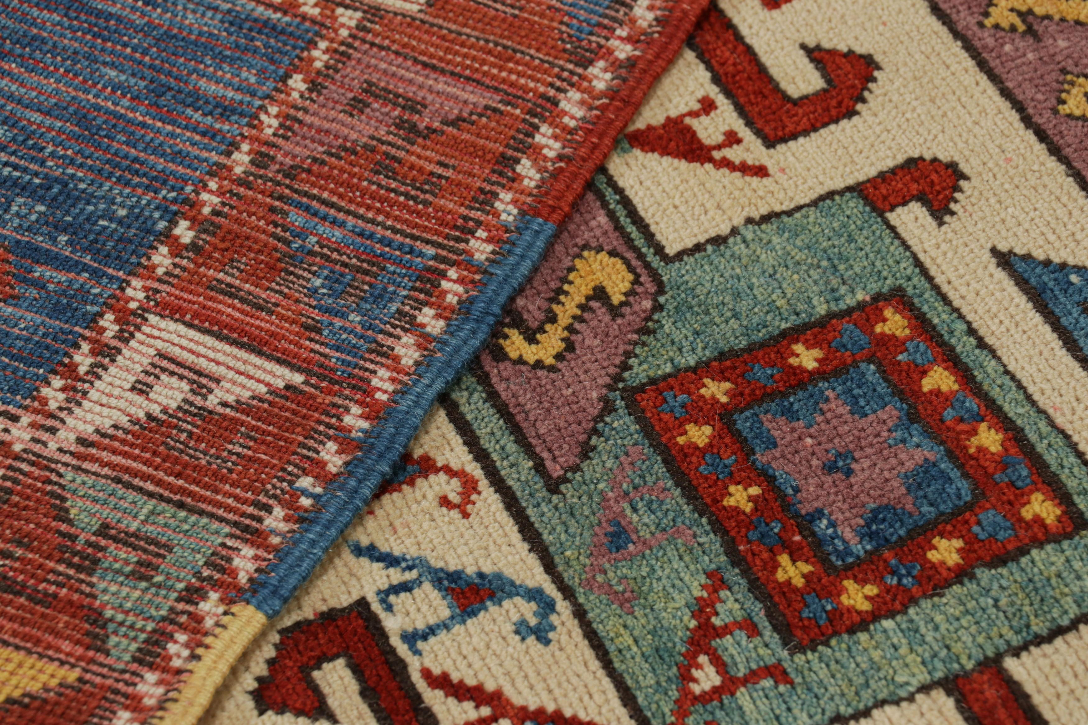 Alfombra tribal turca vintage roja y azul con medallones by Rug & Kilim Lana en venta