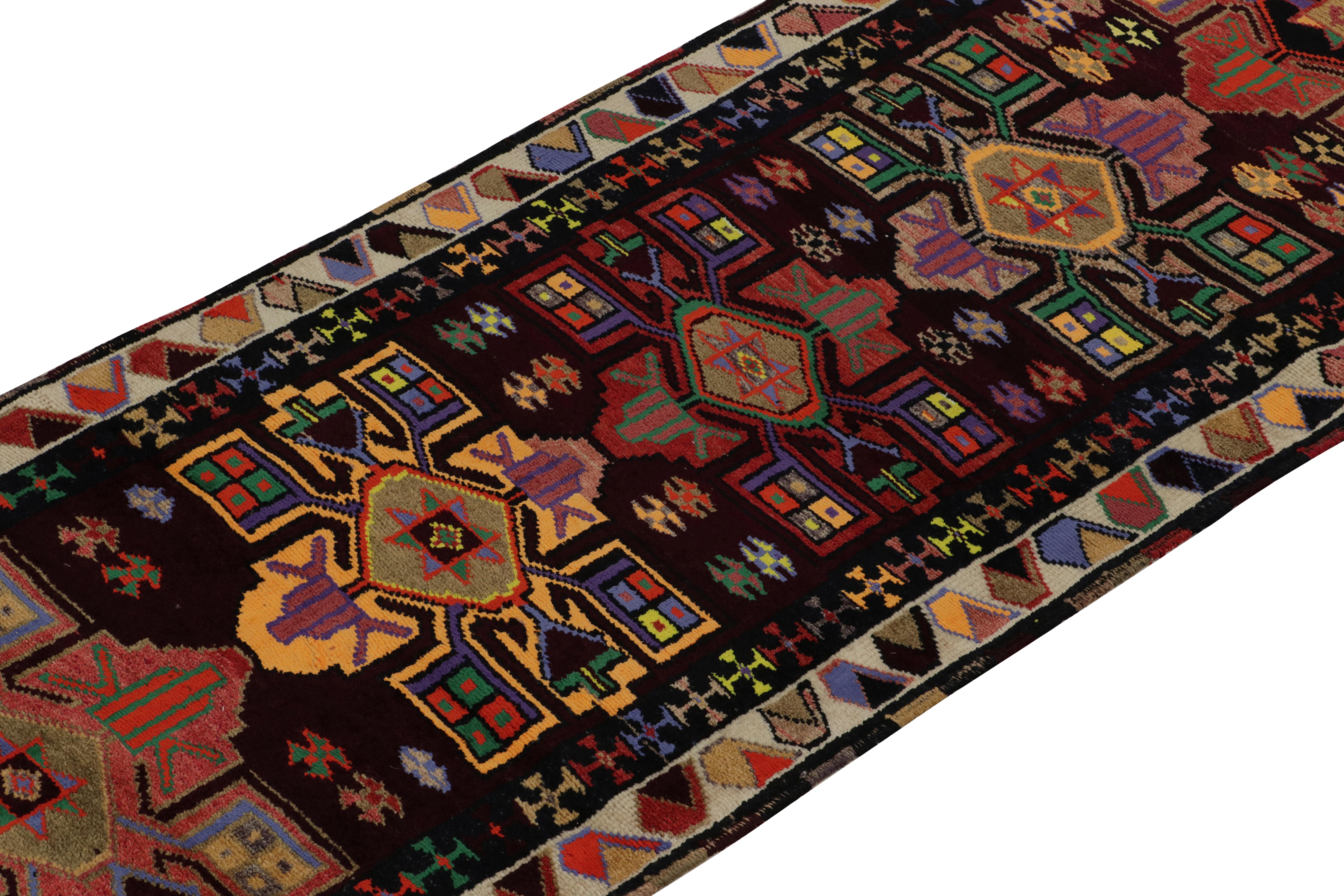 Vintage Turkish Tribal Runner in Multicolor Geometric Patterns by Rug & Kilim In Good Condition For Sale In Long Island City, NY