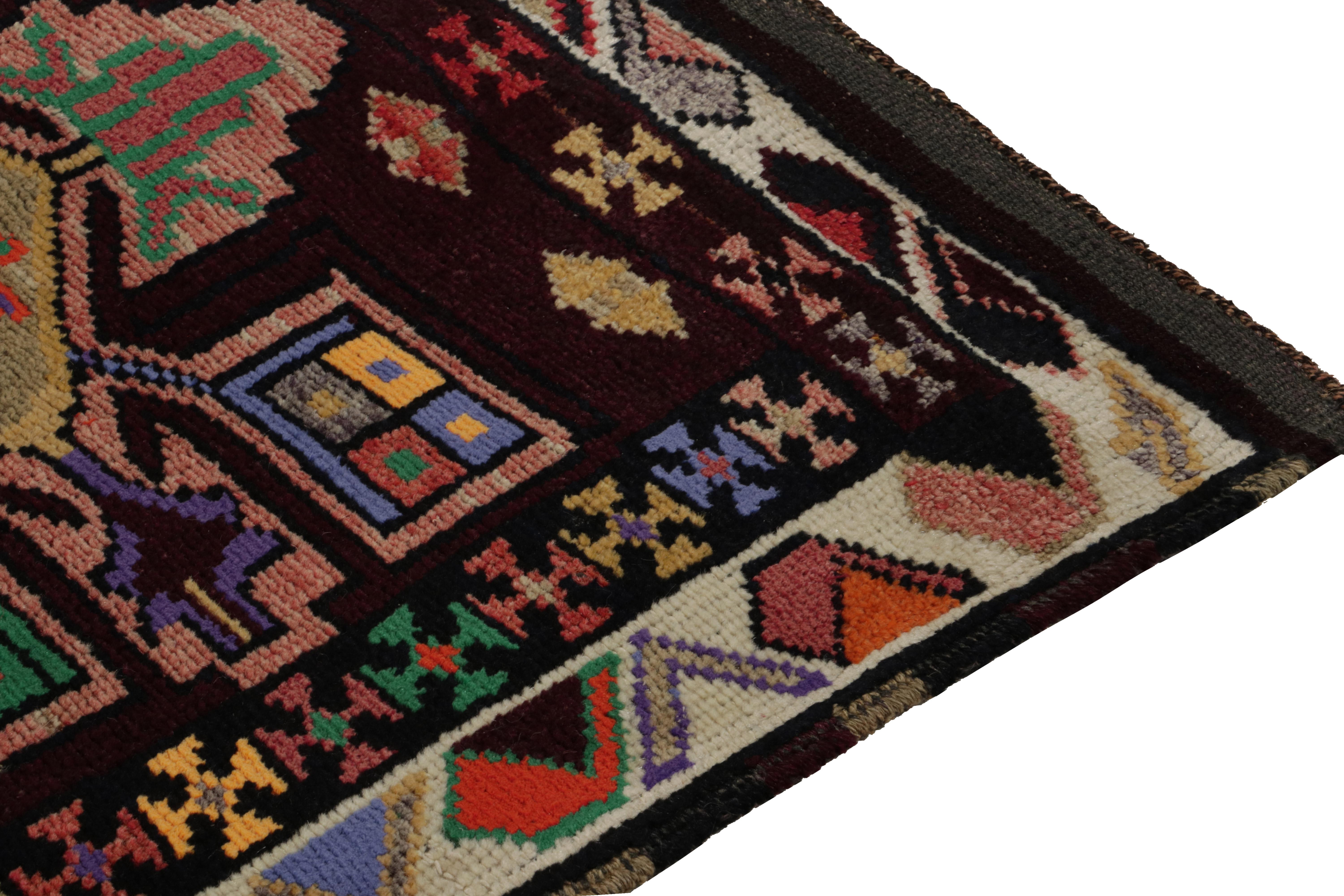 Mid-20th Century Vintage Turkish Tribal Runner in Multicolor Geometric Patterns by Rug & Kilim For Sale