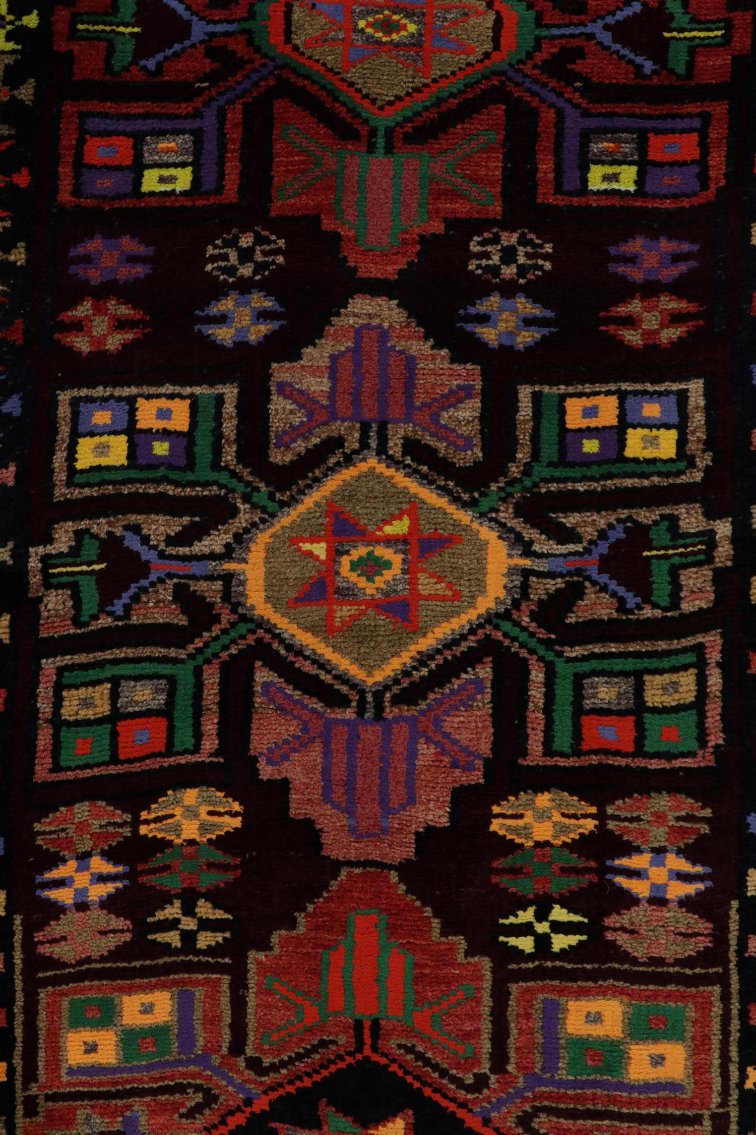 Wool Vintage Turkish Tribal Runner in Multicolor Geometric Patterns by Rug & Kilim For Sale