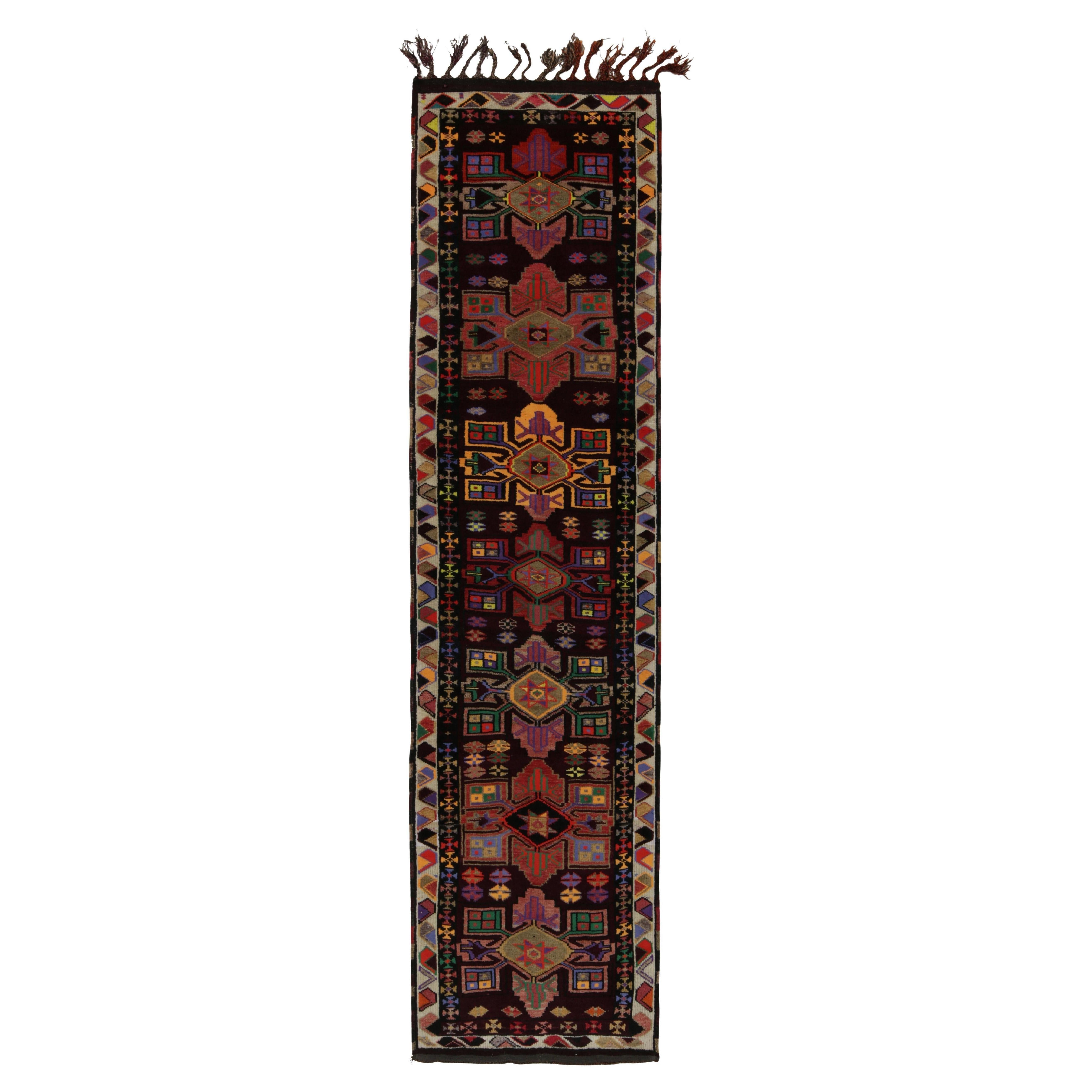 Vintage Turkish Tribal Runner in Multicolor Geometric Patterns by Rug & Kilim For Sale